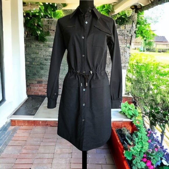 NWOT DEREK LAM ( 6 ) 10 CROSBY MINI SHIRTDRESS Long Sleeve Button Up Waist Tie - Picture 2 of 8